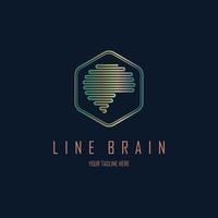 brain line style outline monogram logo template design for brand or company and other vector