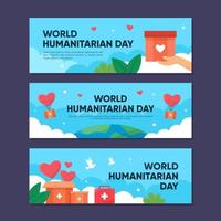 conjunto de colección de banners del día mundial humanitario vector