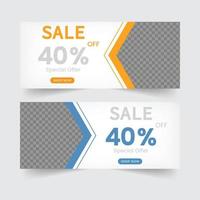 Set of sale banners mockup design for website and social media. Vector illustration.
