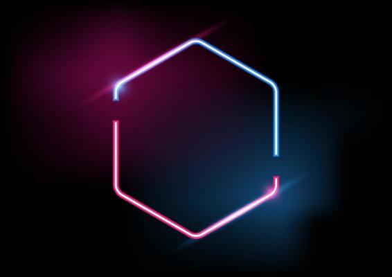 Abstract geometric hexagon frame border light neon Effect, vector, illustration.