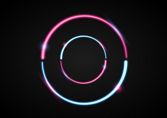 Abstract circle light neon Effect, vector, illustration.
