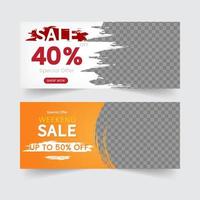 Set of sale banners mockup design for website and social media. Vector illustration.