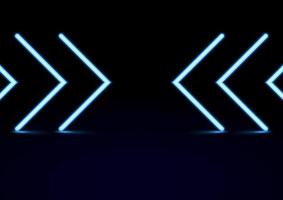 Abstract blue neon light arrow effect background, vector illustration.