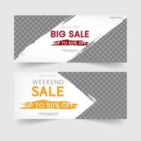 Set of sale banners mockup design for website and social media. Vector illustration.