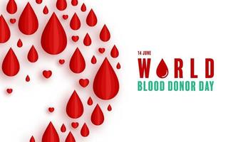 World Blood Donor Day, June 14th with blood bag transferring blood concept paper cut. vector