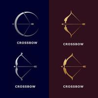 Crossbow logo template, simple archery logo with gradient color vector