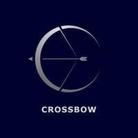 Crossbow logo template, simple archery logo with gradient color vector