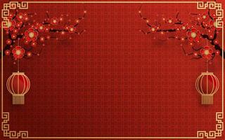 Chinese frame background red and gold color with asian elements. vector