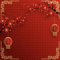 Chinese frame background red and gold color with asian elements. vector