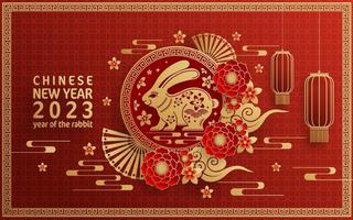 Happy chinese new year 2023 year of the rabbit vector