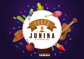 cartel de festa junina festival de junio. vector