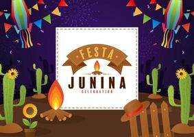 cartel de festa junina festival de junio. vector