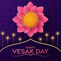 Happy Vesak Day Wishes Cards With Lotus Flowers.