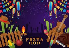 cartel de festa junina festival de junio. vector