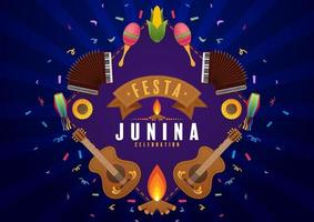 cartel de festa junina festival de junio. vector
