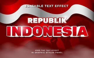 efecto de texto de la república de indonesia vector