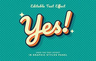 Yes retro text effect template vector