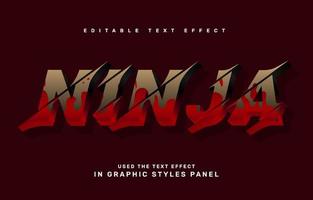 Ninja editable text effect template vector