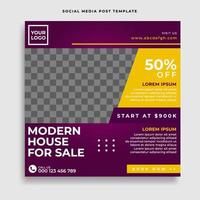 Real estate social media post or square web banner advertising template vector