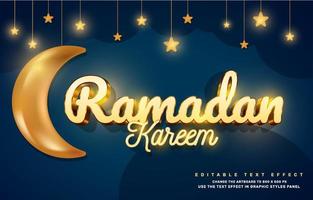 plantilla de efecto de texto editable ramadan kareem dorado vector