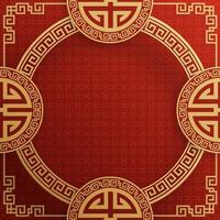 Chinese frame background red and gold color with asian elements. vector