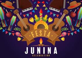 cartel de festa junina festival de junio. vector