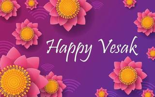 feliz día de vesak desea tarjetas con flores de loto. vector