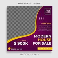 Real estate social media post or square web banner advertising template vector