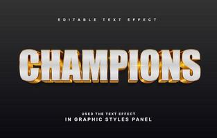 Gold Champions editable text effect template vector