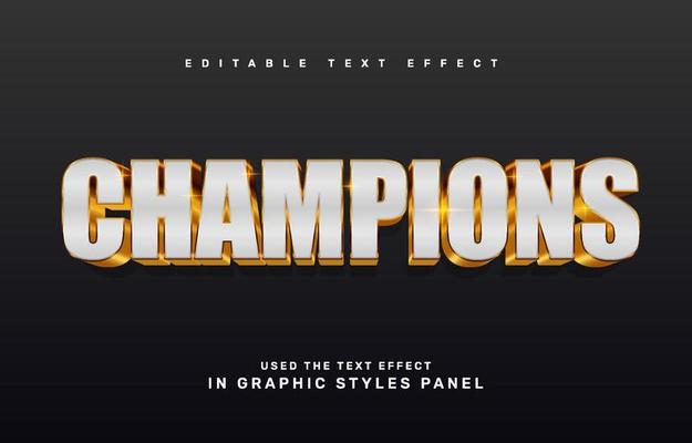 Gold Champions editable text effect template