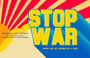 Stop war editable text effect template vector