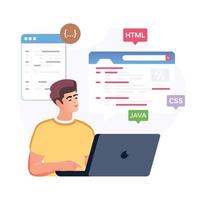 A trendy flat illustration of web development vector