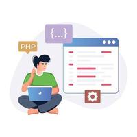 A trendy flat illustration of web development vector