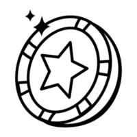 A star chip coin doodle icon vector
