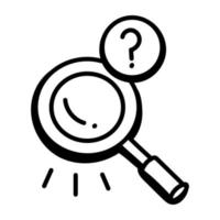 Magnifier with question, line icon of query vector