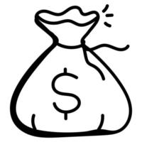 An icon of money pouch doodle design vector