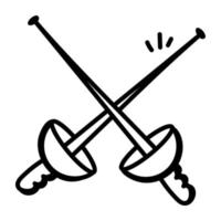 An icon of cross battle swords doodle design vector