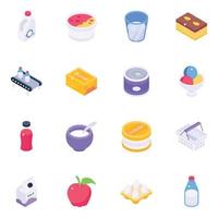 Bundle of Organic Food Isometric Icons vector