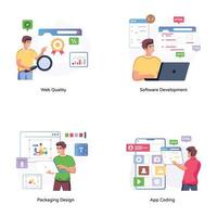 Trendy Flat Illustrations of Web Services vector
