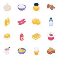 Pack of Healthy Food Isometric Icons