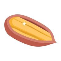 An isometric icon of pecan is customizable vector