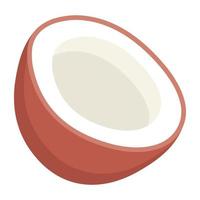 A customizable isometric icon of coconut vector