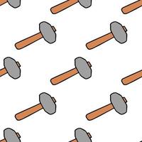 Seamless vector pattern with construction hammer. Colored construction tools background. Doodle construction pattern