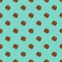 Seamless pattern with burger icons. Colored hamburger background. Doodle vector burger illustration