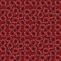 Seamless floral vector pattern. Colored flowers background. Doodle floral pattern with red flowers. Vintage floral pattern illustration