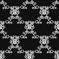 Doodle vector with floral ornament on black background. Seamless floral vector pattern. Vintage floral decor, sweet elements background for your project, menu, cafe shop
