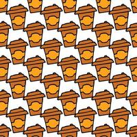Seamless coffee pattern. Doodle vector with cup of coffee. Vintage coffe background