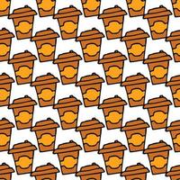 Seamless coffee pattern. Doodle vector with cup of coffee. Vintage coffe background