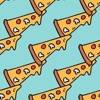Seamless pizza pattern. Colored pizza background. Doodle vector pizza illustration