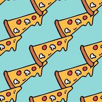 Seamless pizza pattern. Colored pizza background. Doodle vector pizza illustration